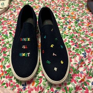 Navy blue felt sporty shoes never worn!